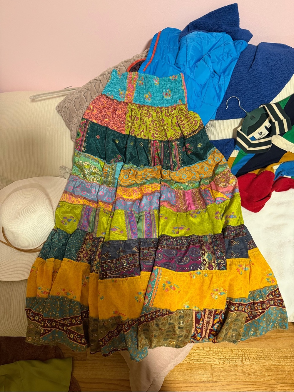 Bohemian Multi-Color Patchwork Maxi Skirt